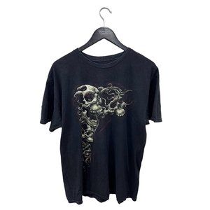 Vintage Y2K Goth Rock Skull Grunge T Shirt Medium